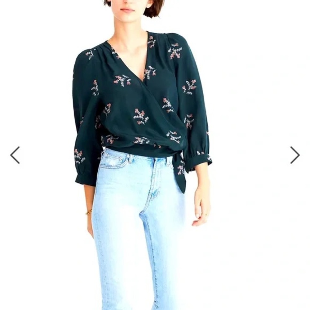 Floral Wrap Top - Green